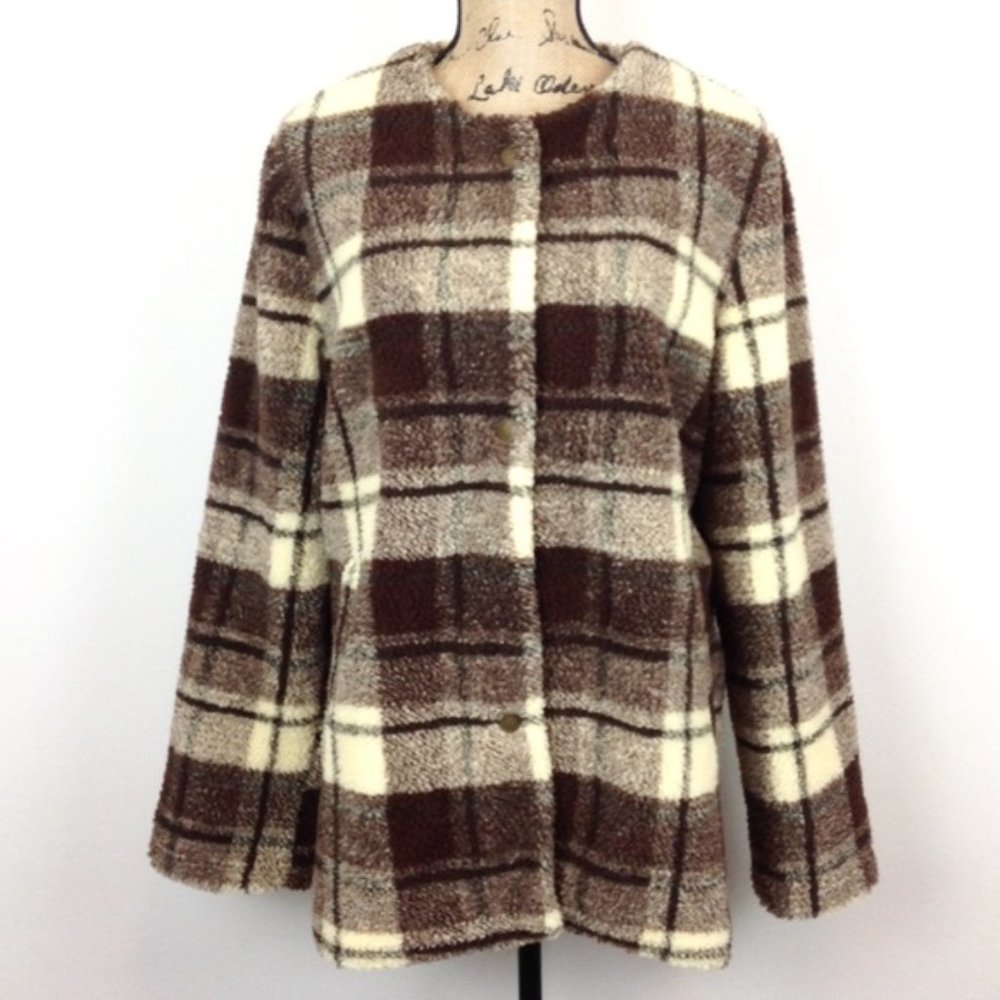 Sanctuary Plaid Plush Sherpa Teddy Shacket NWOT